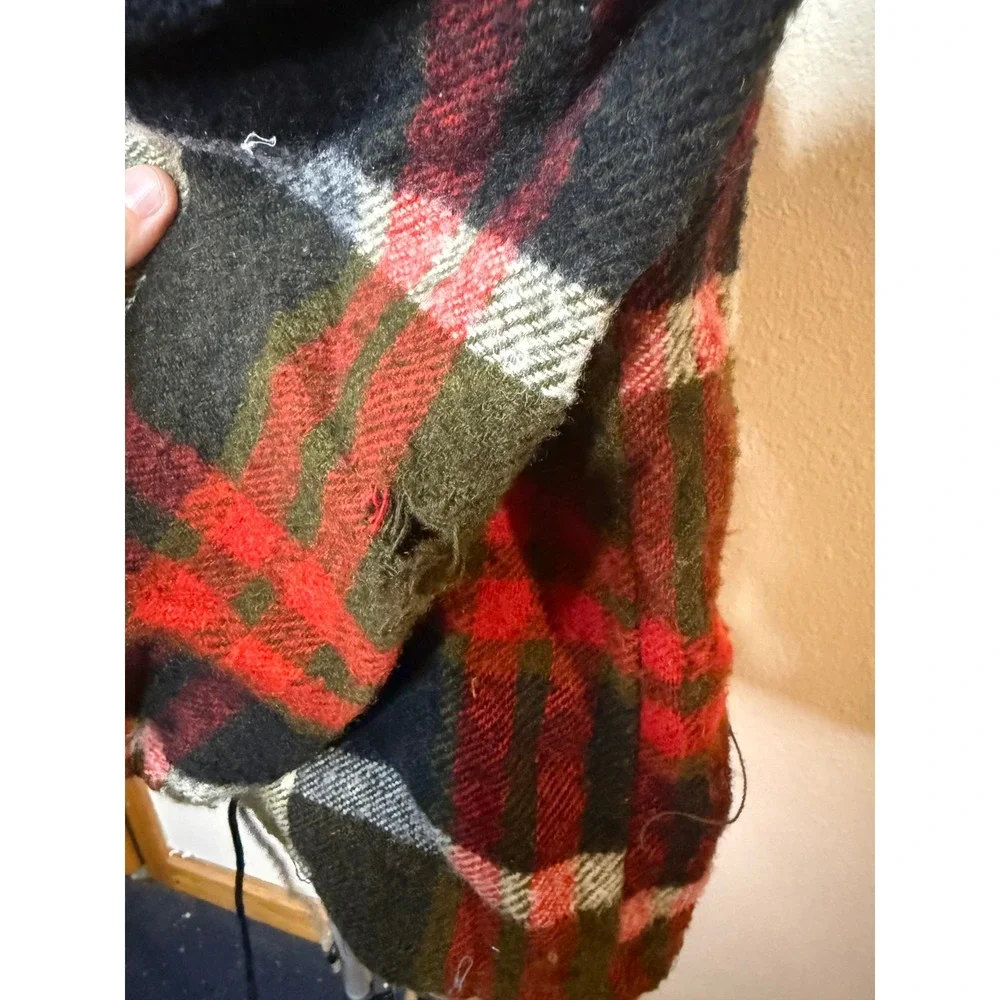 Vintage Southampton Sportswear Plaid Hooded Jacket Green Red Wool Blend Size 14